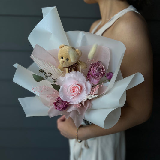 Preserved Flower Bouquet Bear-小熊保鮮花花束