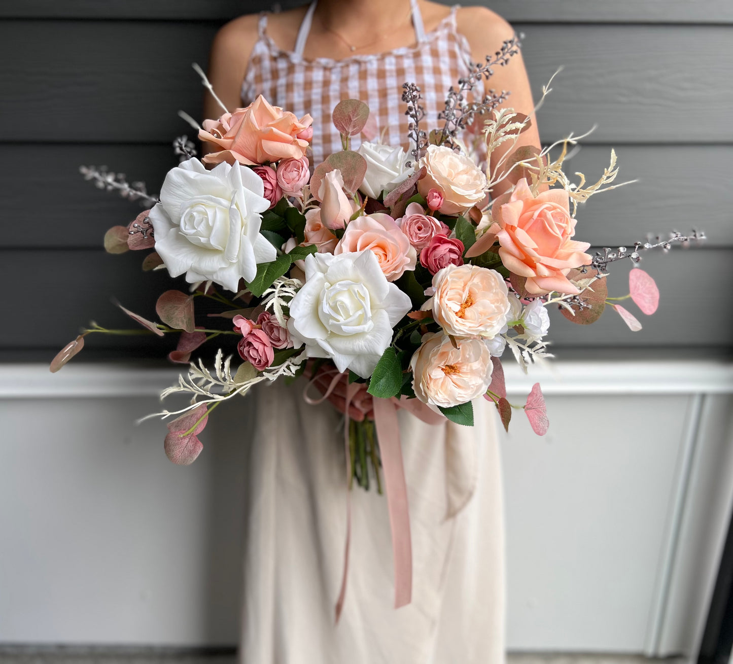 Light Pink Silk Flower-Bridal Bouquet-絲花新娘花球